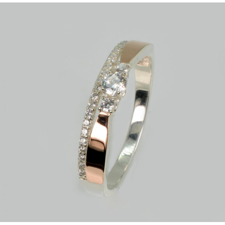 Серебряное кольцо с золотыми вставками