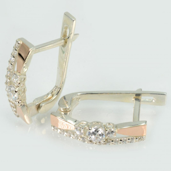 Срібні сережки з золотими пластинами