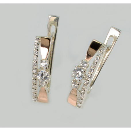 Серебряные серьги с золотыми пластинами