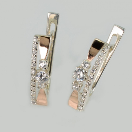 Срібні сережки з золотими пластинами