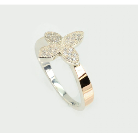 Серебряное кольцо с золотыми вставками