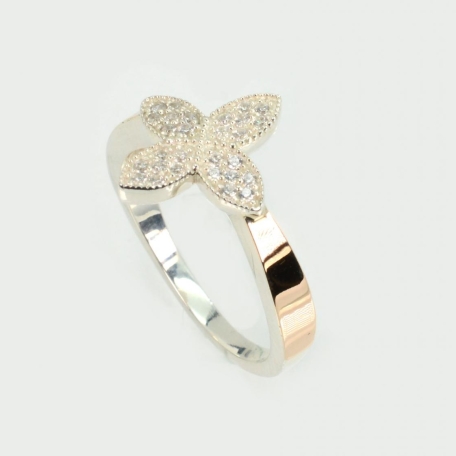 Срібна каблучка з золотими вставками