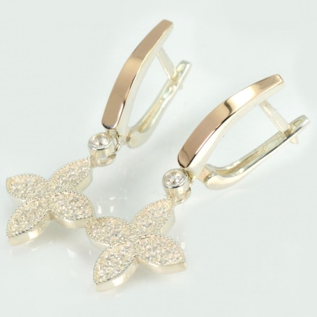 Срібні сережки з золотими пластинами