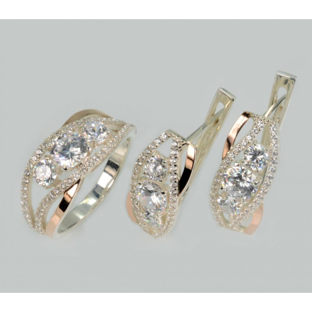 Серебряный набор с золотими пластинами