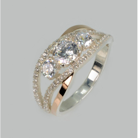 Серебряное кольцо с золотыми вставками