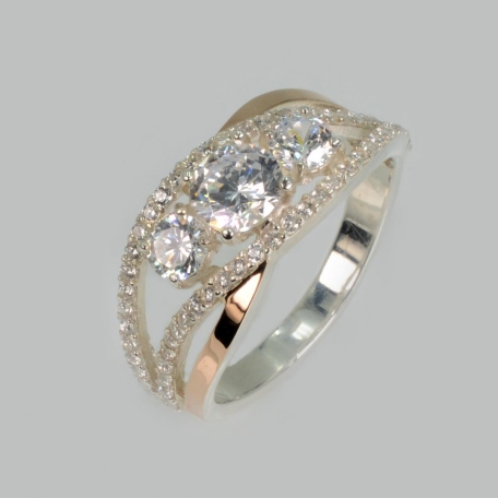 Срібна каблучка з золотими вставками