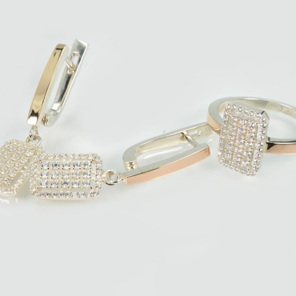 Серебряный набор с золотими пластинами