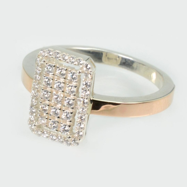 Серебряное кольцо с золотыми вставками