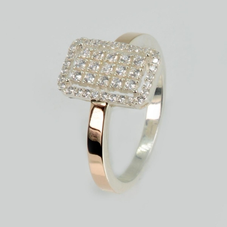 Срібна каблучка з золотими вставками