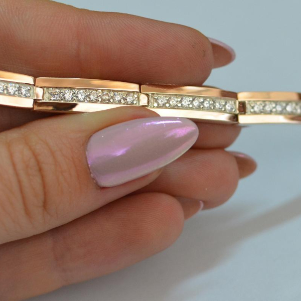 Срібний браслет з золотими напайками