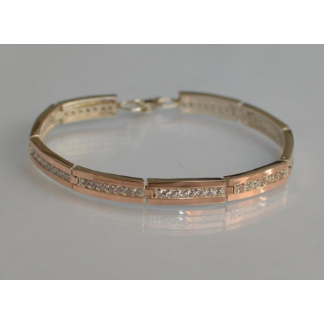 Серебряный браслет  с золотыми напайками