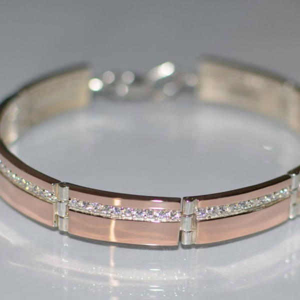 Срібний браслет з золотими вставками