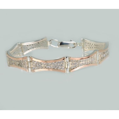 Серебряный браслет  с золотыми напайками