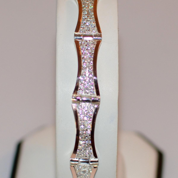 Срібний браслет з золотими напайками