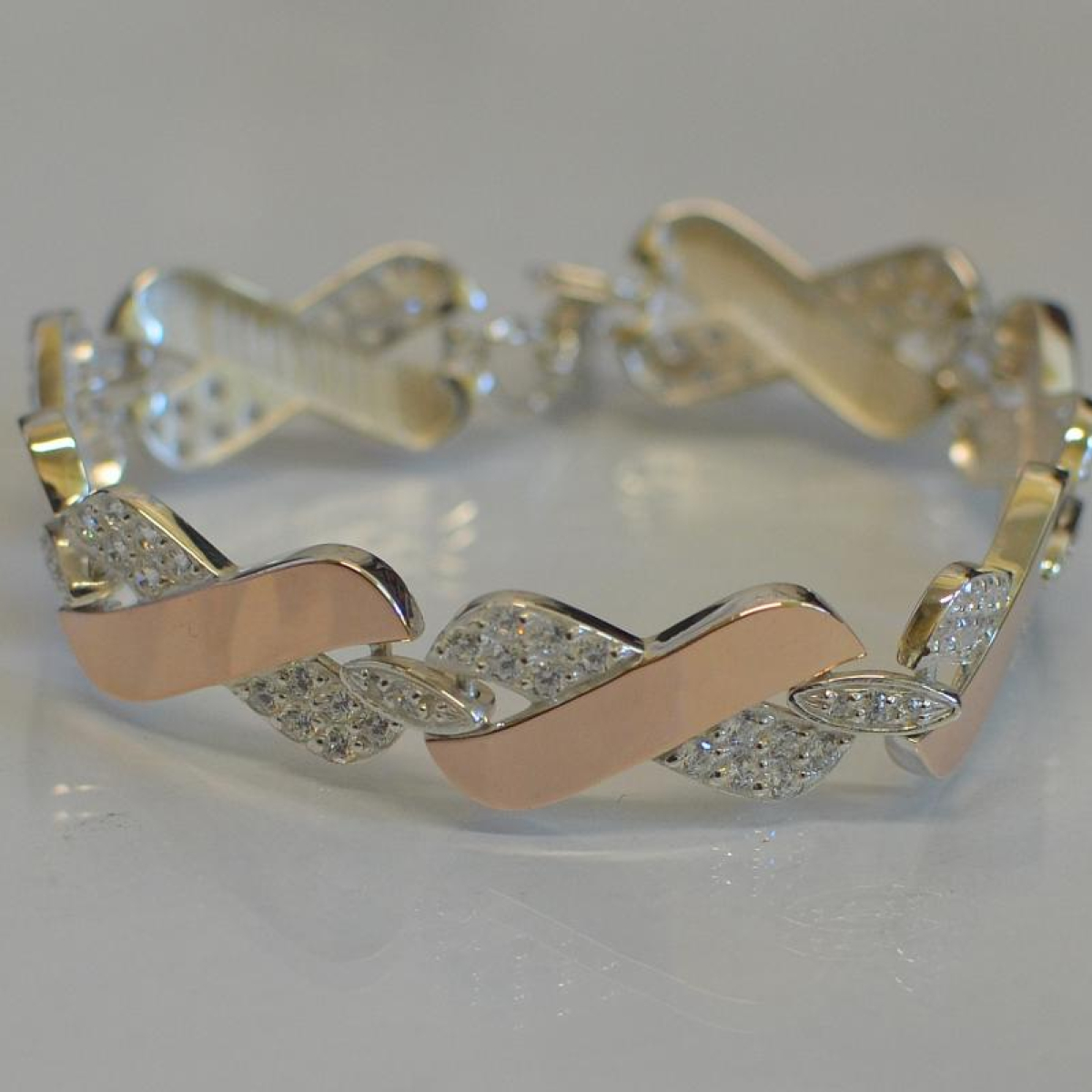 Срібний браслет  з накладками з золота