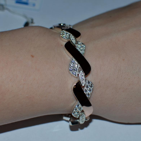 Срібний браслет  з накладками з золота