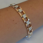 Серебряный браслет с золотыми пластинами