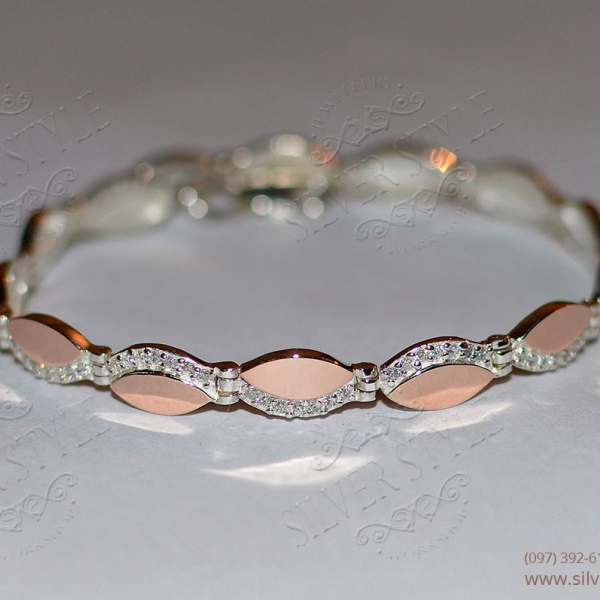 Срібний браслет з золотими накладками