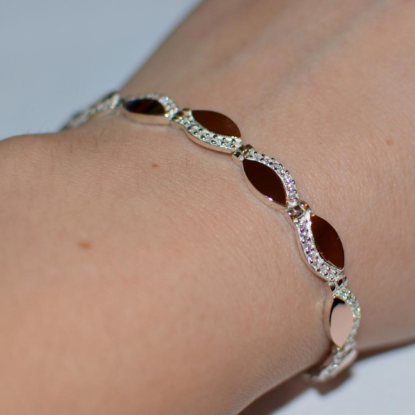 Срібний браслет з золотими накладками