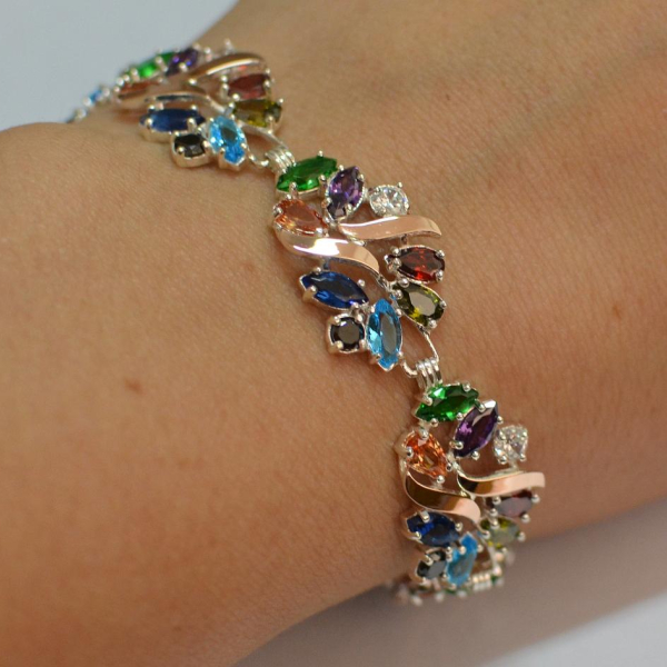 Срібний браслет з золотими вставками