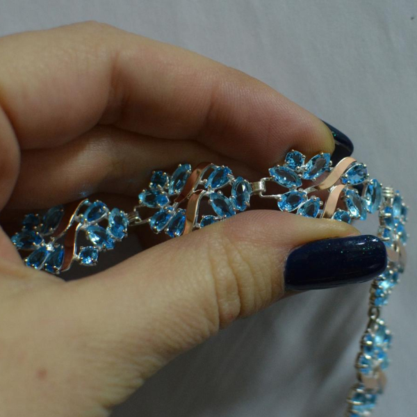 Срібний браслет з золотими вставками