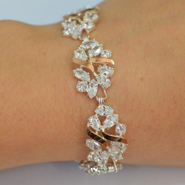 Срібний браслет з золотими вставками