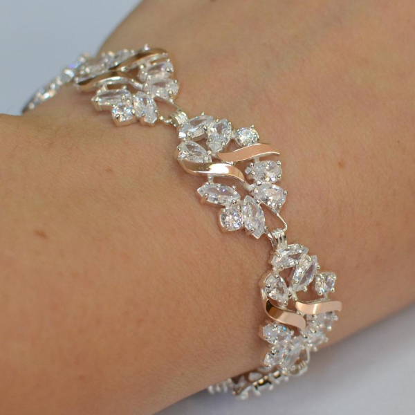 Срібний браслет з золотими вставками