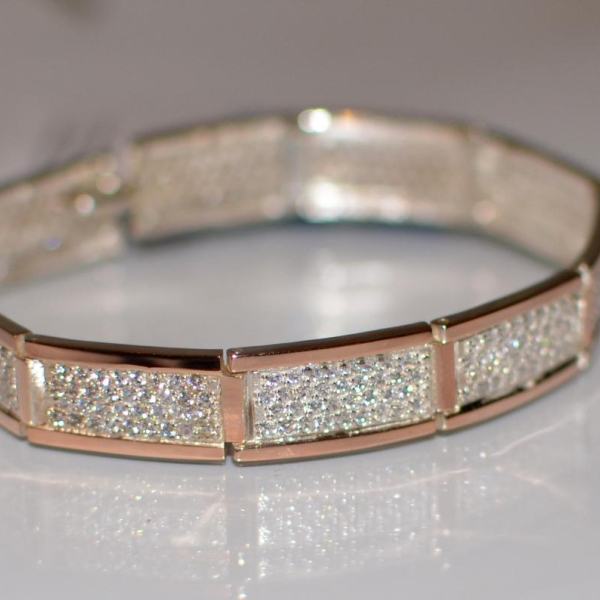 Срібний браслет з золотими накладками