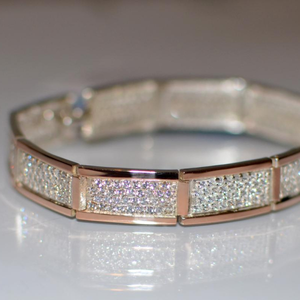 Срібний браслет з золотими накладками