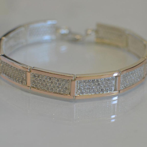 Срібний браслет з золотими накладками