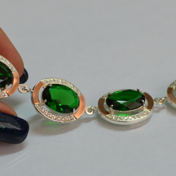 Серебряный браслет с золотом