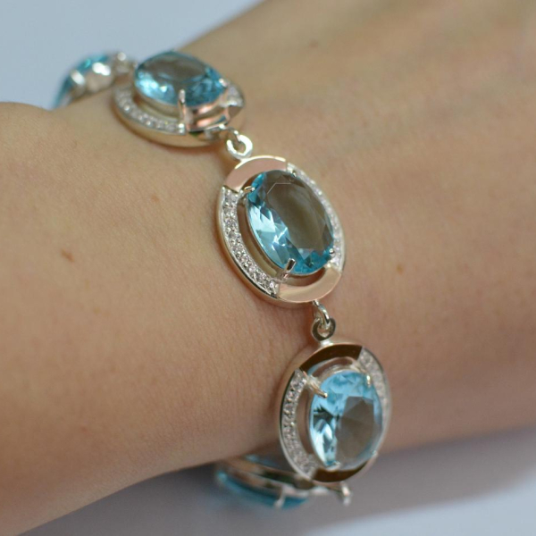 Серебряный браслет с золотом