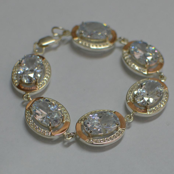 Серебряный браслет с золотом