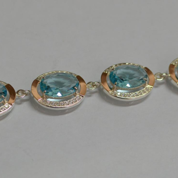 Серебряный браслет с золотом