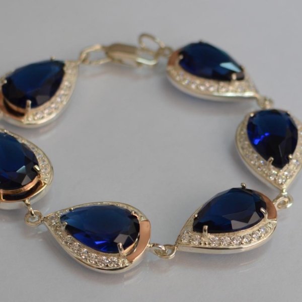 Браслет із срібла з золотом