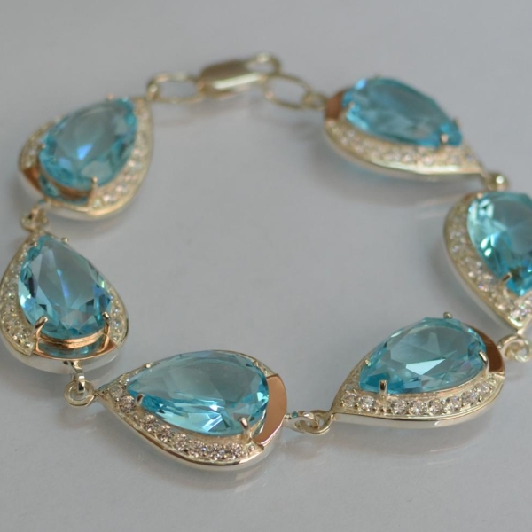 Браслет із срібла з золотом