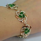 Серебряный браслет с золотыми вставками