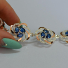 Серебряный браслет с золотыми вставками