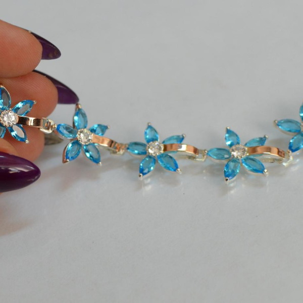 Срібний браслет з напайками із золота