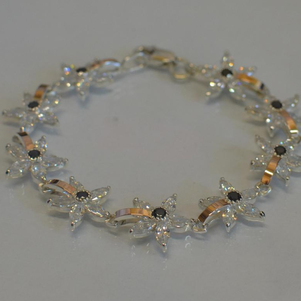 Срібний браслет з напайками із золота