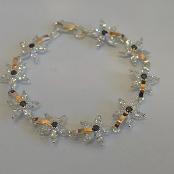 Срібний браслет з напайками із золота