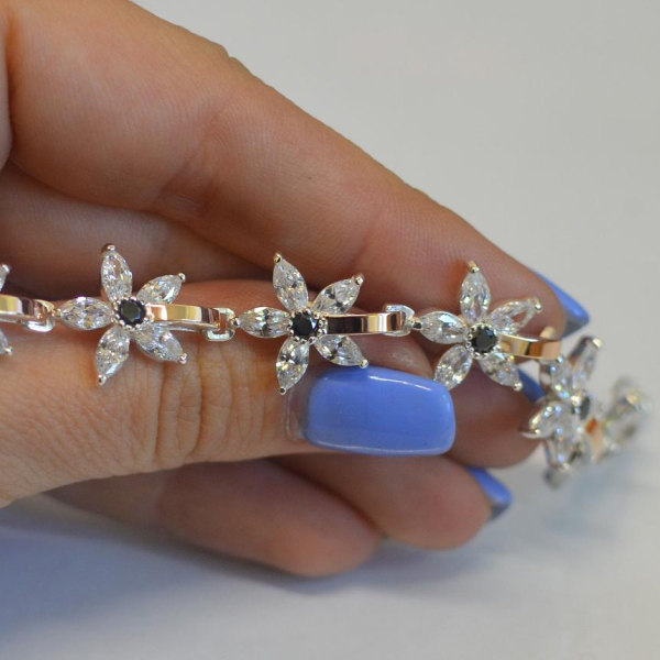 Срібний браслет з напайками із золота