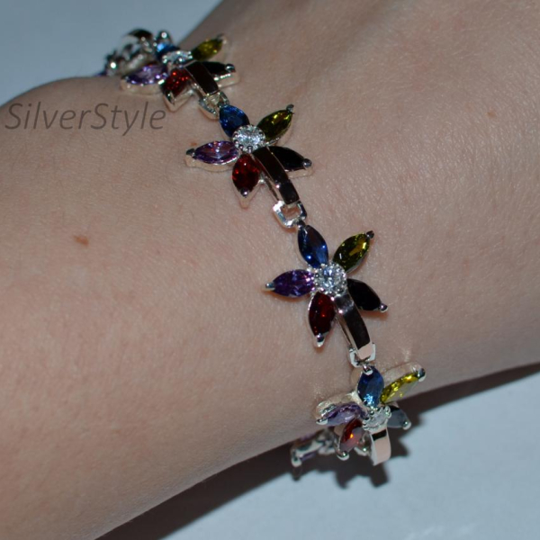 Срібний браслет з напайками із золота