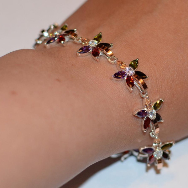 Срібний браслет з напайками із золота