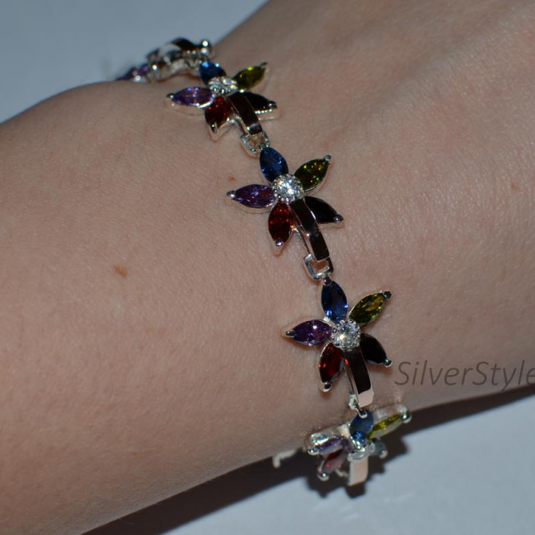 Срібний браслет з напайками із золота