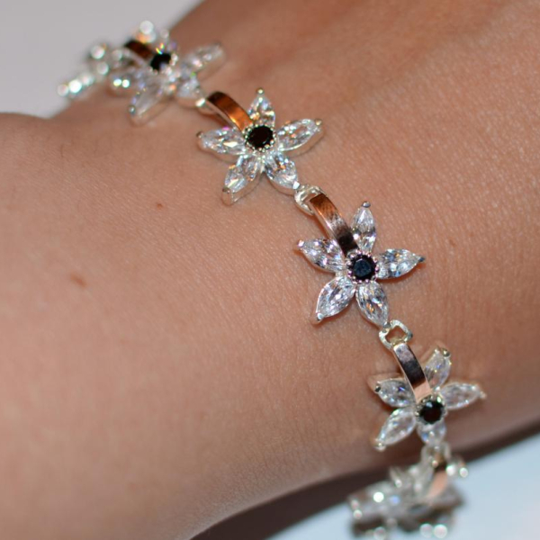 Срібний браслет з напайками із золота