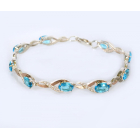 Срібний браслет з золотими пластинами та фіанітами