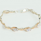 Срібний браслет з золотими пластинами та фіанітами