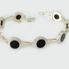 Срібний браслет з золотими пластинами та фіанітами