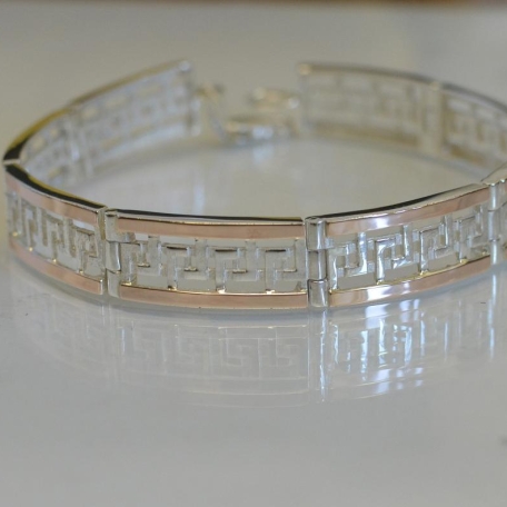 Срібний браслет з пластинами із золота